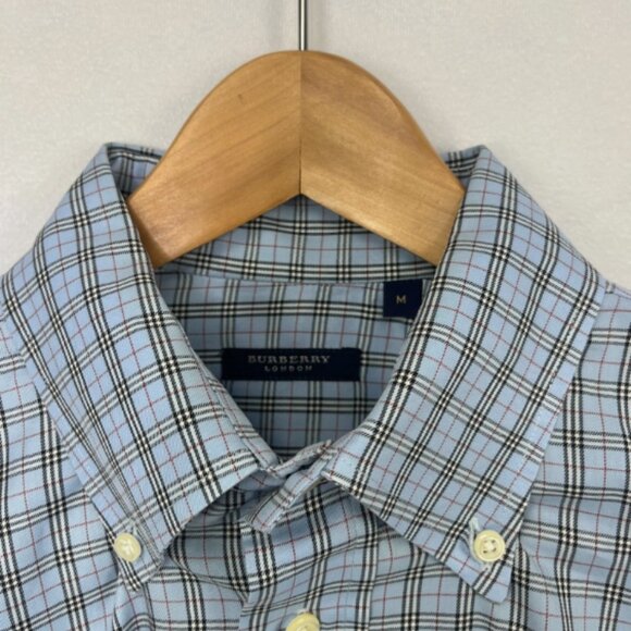 Burberry London Shirt Sz M Blue Plaid Check L/S Button Up *Runs Large* 51" Chest - Picture 1 of 13